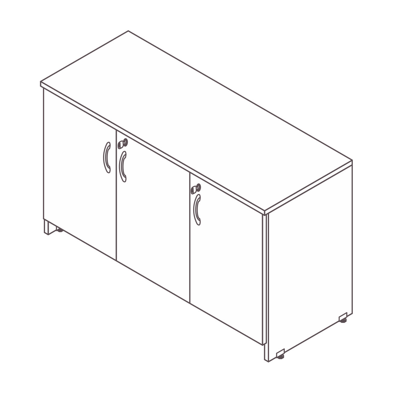 Minas Office Credenza 3 portas plus