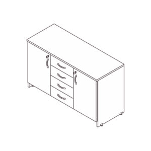 Minas Office Credenza 4 gavetas diamante