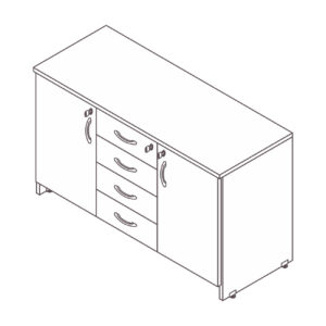 Minas Office Credenza 4 gavetas plus